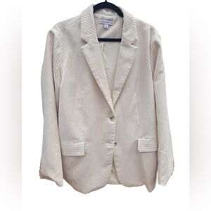 And Now This Women's Corduroy Cream Color 2 Button Blazer With Pockets Size XL
